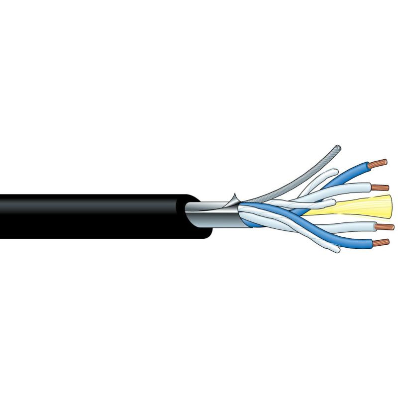 Canare カナレ L-4E5AT 100M 電磁シールドマイクケーブル アルミラップシールドタイプ 外径5.0mm 100m 黒 灰